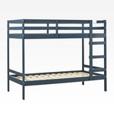 Simple Solid Wood Twin Over Twin Bunk Bed Midnight Navy SOPB3HMNWP Walker Edison