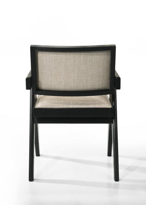 English Elm Jacopo Upholstered Arm Chair and Console Table Set Pedestal Base Ebony Wood B2749S00297