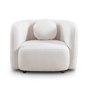 English Elm Accent Boucle Upholstered Cloud Armchair Japandi Minimalist Lounge Seat for Living Room W2664P407034