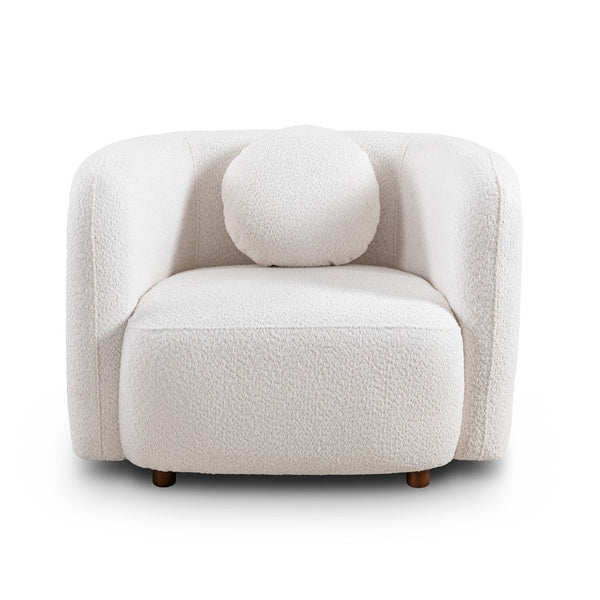 English Elm Accent Boucle Upholstered Cloud Armchair Japandi Minimalist Lounge Seat for Living Room W2664P407034