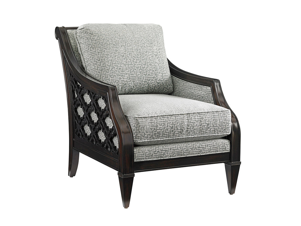 Lexington Tommy Bahama Home Bay Club Chair - Exquisite Ribbon Stripe Mahogany, Ultra Down Cushion For Luxurious Island Living  Wood 1514-11-40