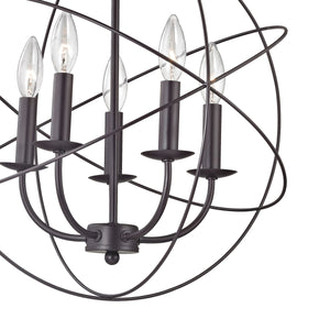 Thomas Lighting Williamsport Three Light Chandelier Brushed Metal Minimalist Dining Entryway Ceiling Fixture Bronze 18'' Wide 5-Light (20 H) 1515CH/10