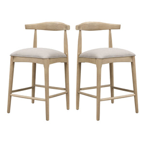 English Elm Christopher Knight Home® - COUNTER Ladder Back Farmhouse Counter Stool Set of 2 with Upholstered Seats and Tapered Rubberwood Legs Grey N771P339881D