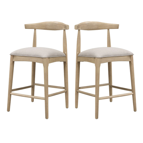 English Elm Christopher Knight Home® - COUNTER Ladder Back Farmhouse Counter Stool Set of 2 with Upholstered Seats and Tapered Rubberwood Legs Grey N771P339881D