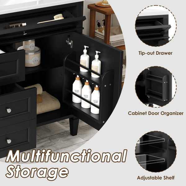English Elm 36'' Modern Bathroom Vanity With Ceramic Sink, Elegant Storage Cabinet & 2 Drawers For Essentials N710P230246B