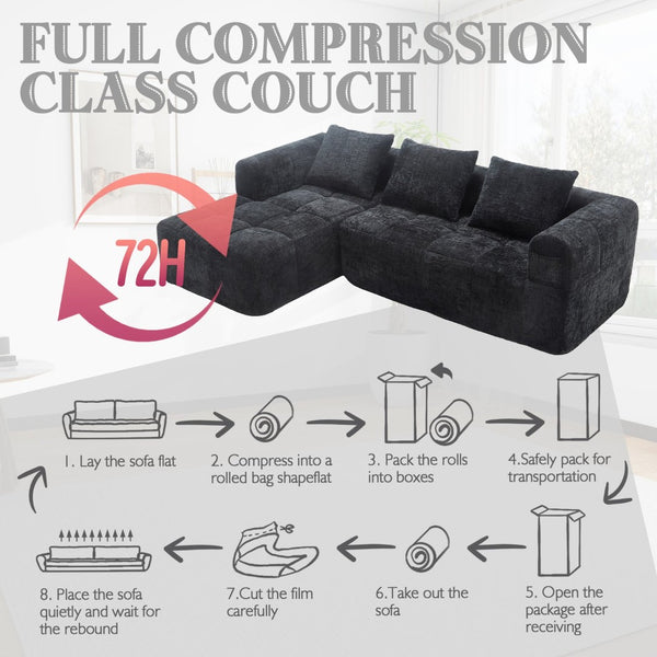 English Elm United We Win 98.42-Inch Modern Modular L-Shaped Sectional Sofa With Chaise & Convenient Side Pockets W1568S00144-GIGA