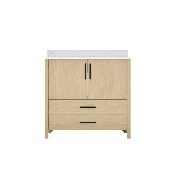 English Elm 24" Freestanding Bathroom Vanity with Countertop Soft Close Storage Melamine Cabinet T3785P442250