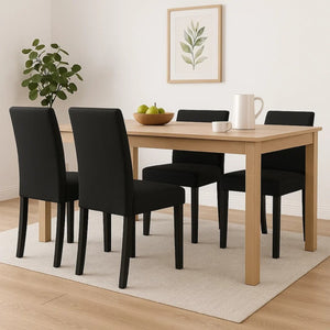 English Elm Syon Fabric Upholstered Dining Chair Set of 4 Matte Black Wood Frame Modern B056P417075