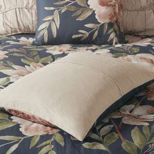 English Elm 8 Madison Park Camillia Cotton Comforter Set Navy Cal King Floral Blush Reversible OEKO-TEX Certified B035128844