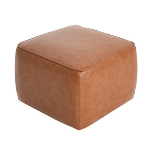 English Elm Upholstered Square Pu Leather Ottoman with Foam Seating for Modern Living Rooms N757P414086T