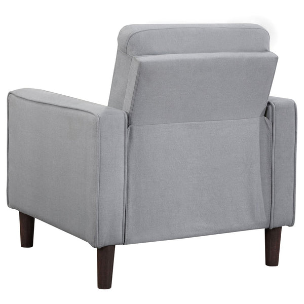 English Elm Harvey Grid Tufted Accent Chair in Grey Fabric with Tapered Legs for Any Room B062P440342