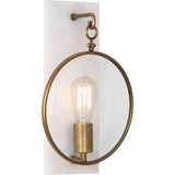 Robert Abbey Fineas Wall Sconce Aged Brass Finish with Alabaster Stone Accents Clear Seeded Glass Lens