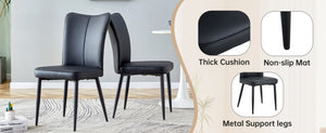 English Elm Table and Chair Set Round Tempered Glass Top with X Base and Four Pu Leather Seats W1151S04376