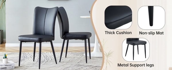 English Elm Table and Chair Set Round Tempered Glass Top with X Base and Four Pu Leather Seats W1151S04376