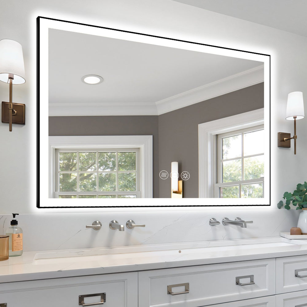 English Elm 55X36 Inch Frameless Led Bathroom Mirror - Smart Anti-Fog, Dimmable Brightness, Easy Install T3757P346996
