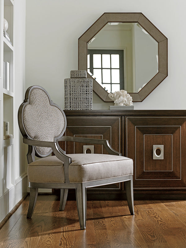 Lexington Riva Octagonal Mirror - Classic Contemporary Design With Faux Shagreen Panels And Walnut Frame Farrington  729-201