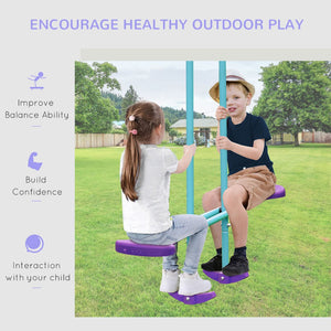 English Elm Outsunny Heavy Duty Metal A-frame Swing Set with Glider and Two Adjustable Seats W2225P200834