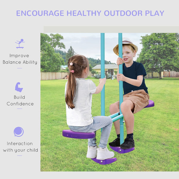 English Elm Outsunny Heavy Duty Metal A-frame Swing Set with Glider and Two Adjustable Seats W2225P200834