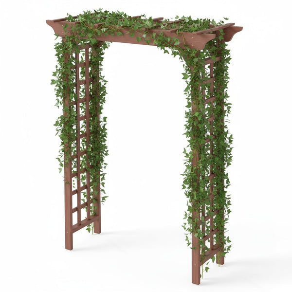 English Elm Wooden Garden Arch Solid Lattice Frame for Climbing Vines Weddings and Backyard Decor W2640P356950