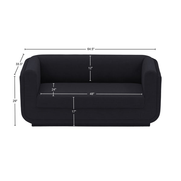 Kimora Black Linen Textured Fabric Loveseat 151Black-L Meridian Furniture