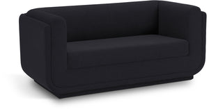 Kimora Black Linen Textured Fabric Loveseat 151Black-L Meridian Furniture