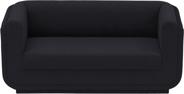 Kimora Black Linen Textured Fabric Loveseat 151Black-L Meridian Furniture
