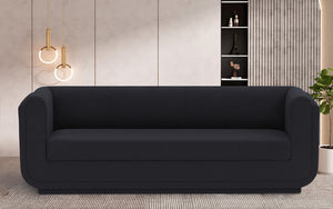 Kimora Black Linen Textured Fabric Sofa 151Black-S Meridian Furniture