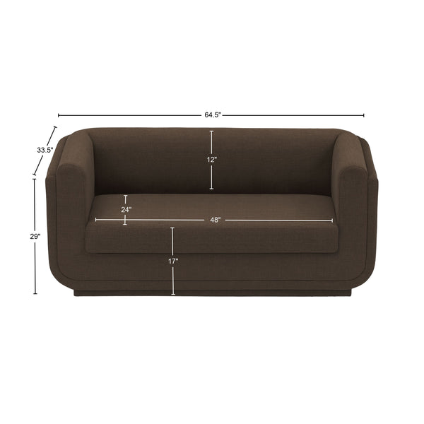Kimora Brown Linen Textured Fabric Loveseat 151Brown-L Meridian Furniture