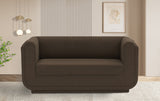 Kimora Brown Linen Textured Fabric Loveseat 151Brown-L Meridian Furniture