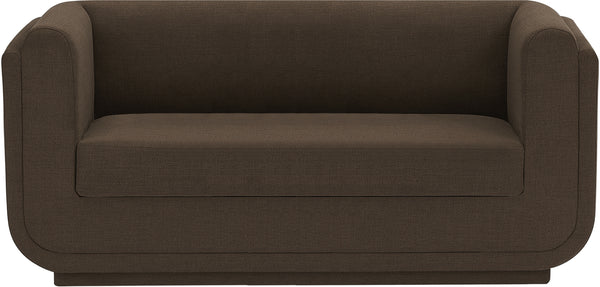 Kimora Brown Linen Textured Fabric Loveseat 151Brown-L Meridian Furniture