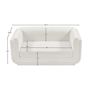 Kimora Cream Linen Textured Fabric Loveseat 151Cream-L Meridian Furniture