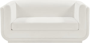 Kimora Cream Linen Textured Fabric Loveseat 151Cream-L Meridian Furniture