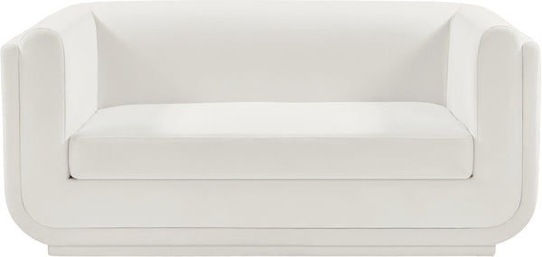 Kimora Cream Linen Textured Fabric Loveseat 151Cream-L Meridian Furniture