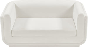 Kimora Cream Linen Textured Fabric Loveseat 151Cream-L Meridian Furniture