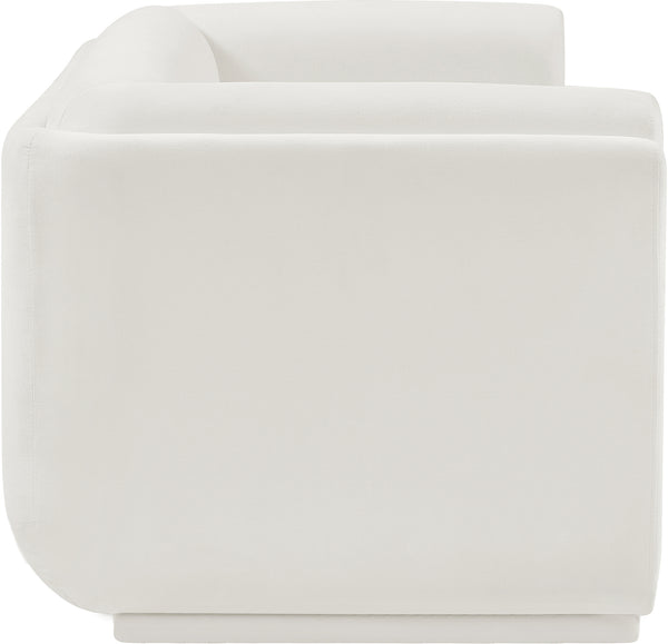 Kimora Cream Linen Textured Fabric Loveseat 151Cream-L Meridian Furniture