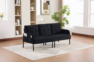 English Elm United We Win Corduroy Loveseat Plush Ergonomic Sofa with Spring Support Metal Legs Black W1568P410053