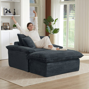 English Elm 51.97 modern cushioned compression single seat sofa with oversized footrest deep plush seating for comfort and support Dark Gray W3396P330953