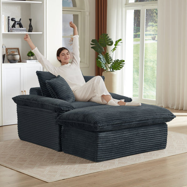 English Elm 51.97 modern cushioned compression single seat sofa with oversized footrest deep plush seating for comfort and support Dark Gray W3396P330953