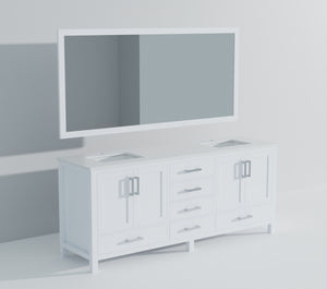 English Elm White Double Bath Vanity with Cultured Marble Top, 84"W x 22"D, Soft-Close Drawers, Mirror Included B2731S00897