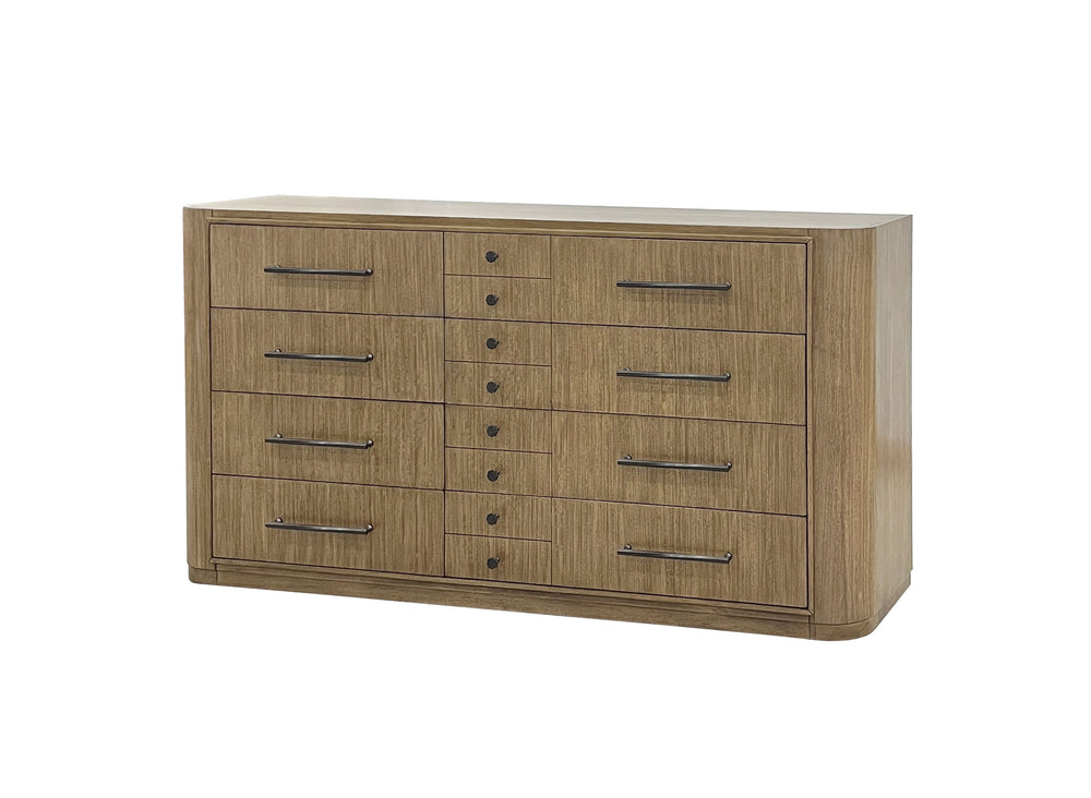 English Elm Large Dresser Eucalyptus Veneer Light Brown Solid Wood MDF, Soft-Close Drawers, Cedar & Felt Lined Storage B2699P395385
