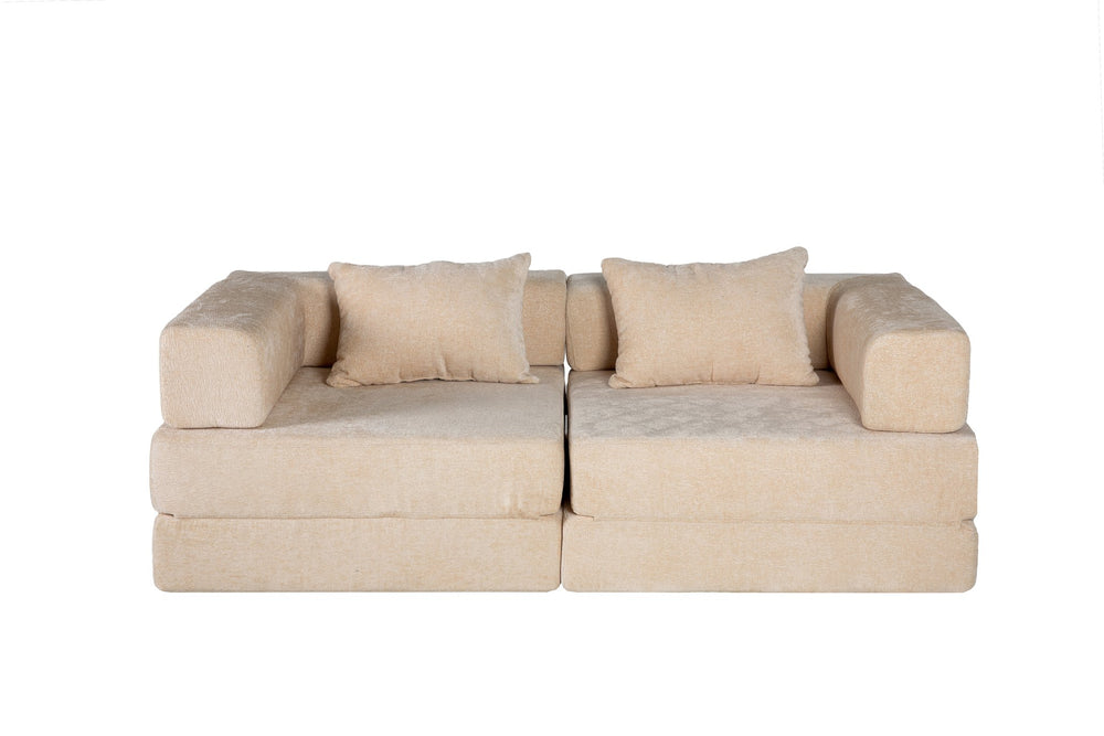 English Elm Compression Convertible Floor Sofa Bed – Stylish Chenille Loveseat & Modular Seating Solution For Small Spaces W3723P345635