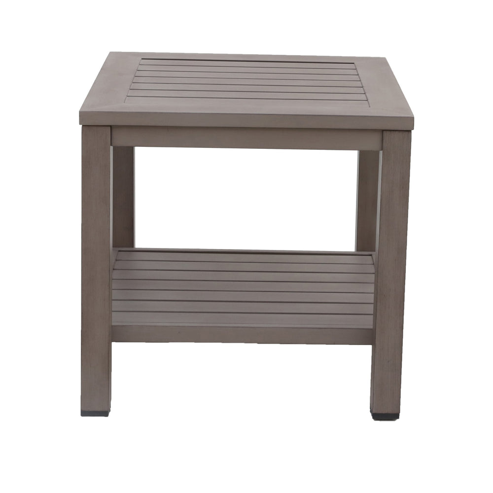 English Elm Aluminum Square End Table with Shelf – Rust-Free Multi-Color Outdoor Side Table for Patio, Poolside, Garden, Durable Design B010P307155