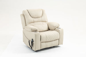 English Elm Lounge Electric Lift Recliner Chair With 180° Flat Lay, Dual Cup Holders & Soft Velvet Comfort W547S00049