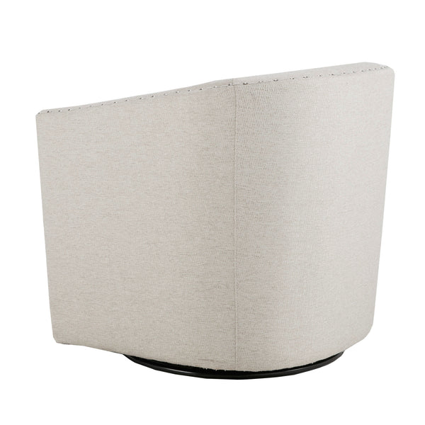 JLA Home Madison Park - Upholstered Swivel Barrel Chair with Nailheads and 360° Metal Base, Plush Foam Cushion, Versatile Elegance Natural Multi MP103-0236