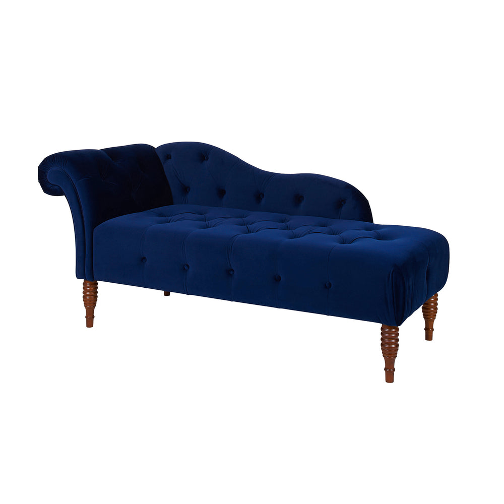 English Elm Jennifer Taylor Home - Samuel Tufted Roll Arm Chaise Lounge in Lux Velvet Upholstery with Kiln-Dried Hardwood Frame and Plush Support Navy Blue B2719P238291