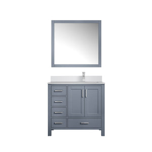 English Elm Dark Grey Bath Vanity Set With Marble Top, Chrome Faucet, And Mirror - Stylish & Durable Upgrade B2731S01331