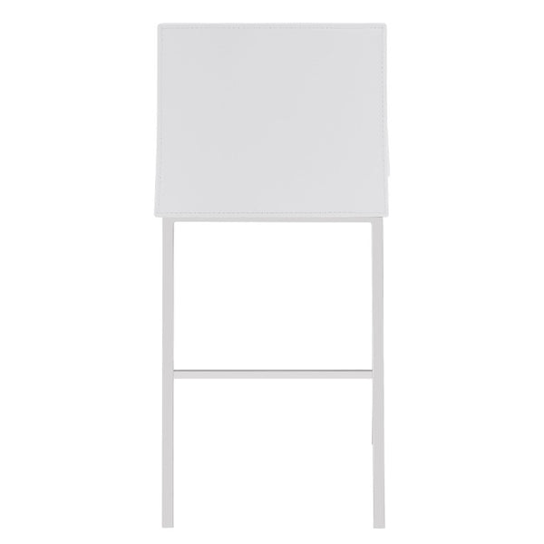 EuroStyle Cam Regenerated Leather Counter Stools with Stainless Steel Legs for Kitchen Islands White 15202WHT