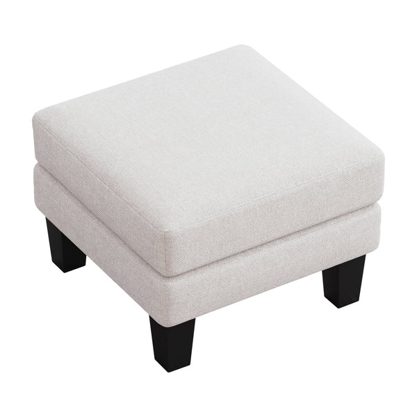 English Elm Fabric Ottoman with Thick Coil-Spring Cushion, 100% Polyester Upholstery, Solid Wood Legs, 23×23×17" Beige W109741865