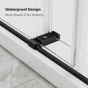 English Elm 56 Inch Frameless Double Sliding Shower Door 10mm Tempered Glass Soft Close Chrome Matte Black W1573126510