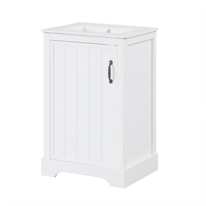 English Elm 20" Bathroom Vanity With Soft-Close Door, Ceramic Sink, Adjustable Shelves & Chic Storage Solutions N725P351852K